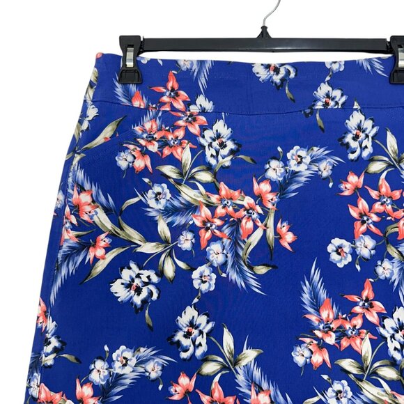 Mario Serrani Blue Floral Short Skort Womens L Stretch Pull On With Pockets - Picture 7 of 16